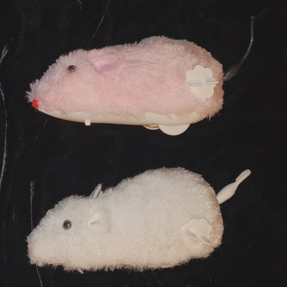 Wind Up Mouse Toy Set for Cats- White and Pink